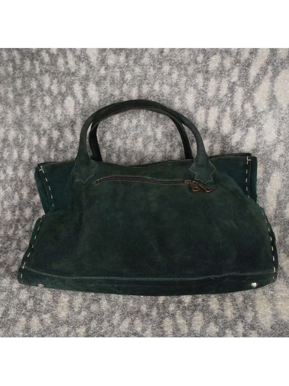 Rare Tylie Malibu Western Suded Leather Hand Bag Purse Green Stitching Hunting - Picture 2 of 14